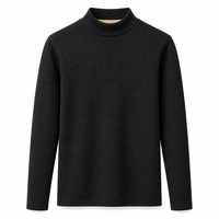 H331 Pull en polyester tricoté à col roulé mi-haut, coupe ajustée, couleur unie, doublure polaire, haut chaud pour femme, manches longues, automne-hiver