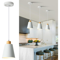 Mini moderne nordique 7.8 pouces blanc en bois abat-jour pendentif luminaire E26 petit pour cuisine îlot comptoirs barres couloirs