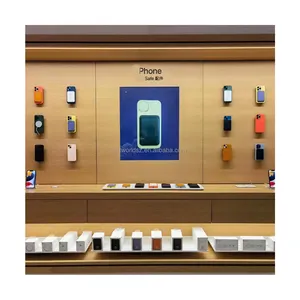 艺术世界展示定制木制手机板条家具零售手机墙壁展示柜配件