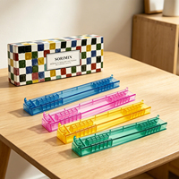 Ensemble de 4 organisateurs de tuiles de Mahjong avec règle de placement, en PS, universels, portables, antidérapants, transparents, fabriqués en Chine