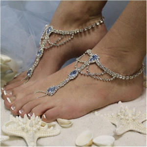 <span class=keywords><strong>Tobillera</strong></span> de Cristal Blanco de Moda Transfronteriza para Mujer, Joyería de Cadena con Garras de Diamantes de Imitación Súper Brillantes para Playa y Verano - Product Image 4