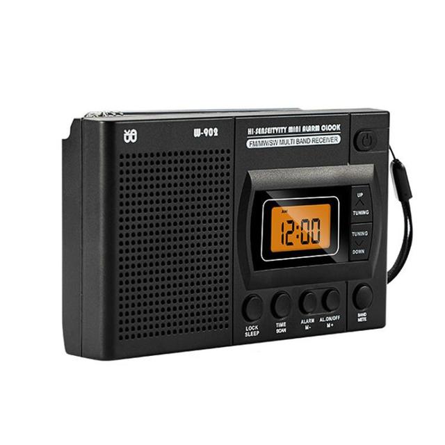 Factory Hot Picks Mini Radio FM/AM/SW Full-Band Portable Clock LCD Clock Control Radio Player for EU Market