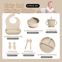 Haute qualité 17 pièces Silicone bébé alimentation ensemble avec plaque ronde avec couvercle bavoir bol cuillère fourchette tasse doigt brosse à dents pour enfants