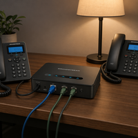 Grandstream HT812 Adaptador Telefónico Analógico ATA de 2 Puertos FXS, Gateway VoIP con Router Gigabit NAT Integrado, Voz HD SIP