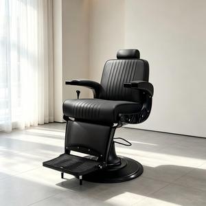 Poltrona da Barbiere Idraulica Reclinabile di Lusso Stile Retrò per Salone, Taglio Capelli, Toelettatura e Massaggi, in Pelle, per Uso in Palestra - Product Image 1