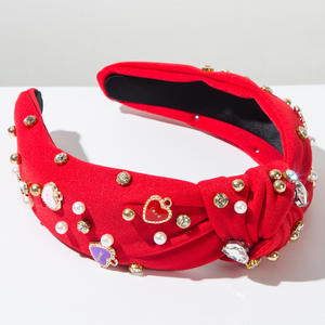 باروك لطيف لؤلؤ حجر الراين المينا الحب اكسسوارات الشعر القلب الوردي Bowknot عصابات الشعر للخطوبة الزفاف عيد الحب - Product Image 5