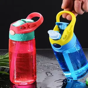 Groothandel Bpa Gratis Duurzaam Plastic 12Oz Kids Fles Kids Waterfles Met Tuit Cover En Ingebouwde Draaglus