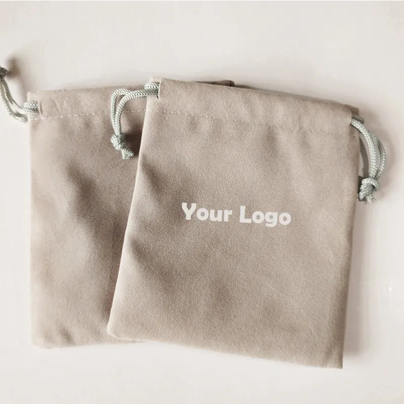 Großhandel benutzer definierte Logo gedruckt Luxus Samt Kordel zug Schmuck Verpackung Beutel Armband Tasche