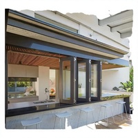 Ventana Plegable Horizontal de Doble Apertura, de Aleación de Aluminio y Vidrio Templado, Insonorizada, Resistente al Viento, Personalizable