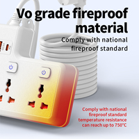 Multiprise universelle 4 prises + 2 USB-A + 1 PD 3.0 10A IP44 avec prise murale 220V/110V