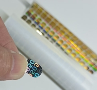 Autocollants personnalisés holographiques laser dorés anti-contrefaçon (50 pièces) pour étiquettes arrière de produits, idéaux pour fêtes, jeux, tir, vidéo, cadeaux et jouets
