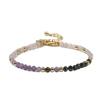 Perles facettées bohèmes de 3 mm en quatre types de cristaux, strass, quartz rose, labradorite, améthyste, spinelle noir, unisexe, tendance, anniversaire