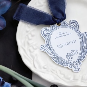 Custom Wedding Menu Place Card with Ribbon Elegant Cotton Paper Greeting Card Hot Stamped Offset Printed <b>Name</b> <b>Tag</b> & Custom Logo - Product Image 2