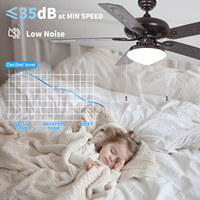 Ventilateur de plafond moderne avec 5 pales, moteur AC, verre et kits d'éclairage LED intégrés pour salon