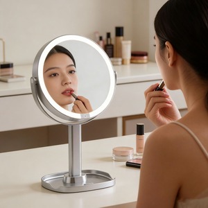 LED Double Sided Makeup <b>Mirror</b> Round <b>Vanity</b> <b>Mirror</b> 10X 20X Magnifying Desktop Beauty <b>Mirror</b> for Bathroom Bedroom - Product Image 2