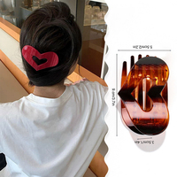 Nouvelles pinces à cheveux personnalisables en forme de cœur plat ovale pour fille, 9 cm, creuses, motif cœur, en plastique, couleur unie, type bec de canard