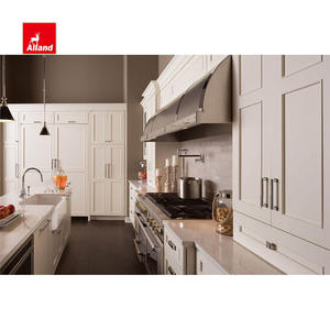 Alland Shaker Style Armoires de cuisine modulaires en contreplaqué beige avec poignées en forme de L intégrées pour la salle à manger écologique - Product Image 3