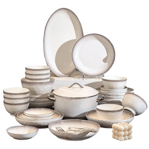 European Nordic Style Gradient Color Ceramic <b>Dinner</b> Tableware <b>Set</b> Nordic Pattern for Home Restaurant Use - Product Image 6