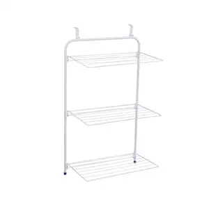 Hot Sale Metal Laundry 3-Tiers Wall Mounted Airer Steel Tube Folding Clothes Drying Over Door Coat Racks