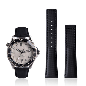 MZDTIMK <span class=keywords><strong>Bracelet</strong></span> de <span class=keywords><strong>montre</strong></span> en toile nautique étanche 20mm 22mm Bracelets de <span class=keywords><strong>montre</strong></span> hybrides en PVC + <span class=keywords><strong>cuir</strong></span> avec bouton poussoir et fermoir pliant - Product Image 5