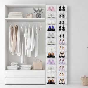 Household Multi-Color Foldable Plastic Storage <b>Box</b> Stackable Shoe Organizer with <b>Drop</b> Front Access for Home Use - Product Image 4