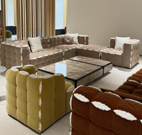 Canapé modulaire en tissu de style nordique, design moderne et luxueux, en forme de L, pour salon, fabriqué en Chine