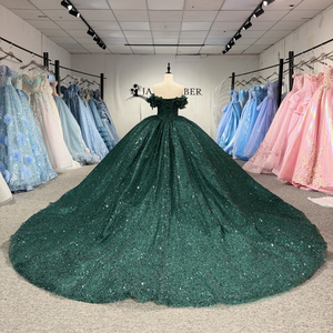 Robes de Quinceañera vertes scintillantes Dy8528 avec perles et volants, Vestidos de 15 Anos, pour fête d'anniversaire et bal de promo Jancember - Product Image 4