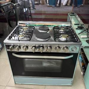 Cuisinière hybride <span class=keywords><strong>de</strong></span> luxe autoportante <span class=keywords><strong>de</strong></span> 90 cm, 4 brûleurs <span class=keywords><strong>à</strong></span> <span class=keywords><strong>gaz</strong></span>, <span class=keywords><strong>2</strong></span> brûleurs électriques avec un grand four <span class=keywords><strong>à</strong></span> <span class=keywords><strong>gaz</strong></span> <span class=keywords><strong>de</strong></span> 140 L, acier inoxydable, allumage par impulsions - Product Image 3