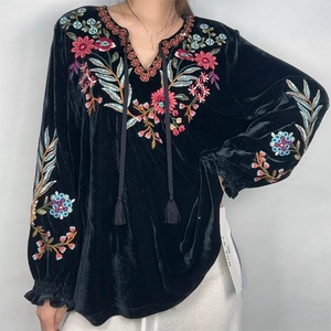 Blusas y Camisas de Mujer de Nuevo Diseño, Blusa Casual de Manga Larga con Bordado para Verano - Product Image 1