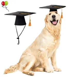 Cappelli di laurea per animali domestici cappelli di laurea per cani con costumi di nappe gialle per cani gatti cappello da medico abbigliamento per feste KD1955