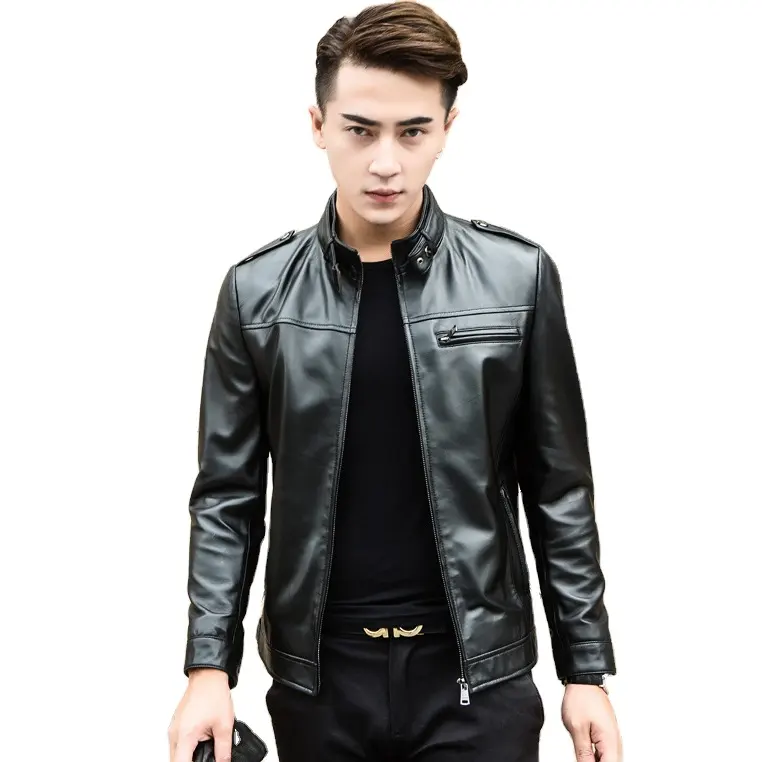 Factory direct 2022 new men's sheepskin leather jackets- genuine leather stand collar leather luxury jackets for men