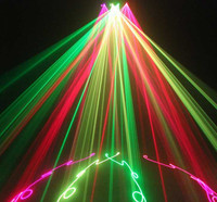 Lumière laser de fête disco DJ RG 4 têtes avec 4 tunnels et 4 yeux, source lumineuse fluorescente 30W