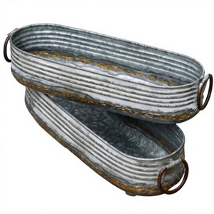 Top Selling Modern square rustic metal Galvanized <b>planters</b> Indoor outdoor industrial style pots Freestanding container pots - Product Image 1