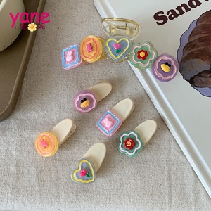 Jöle şeker renk küçük saç kelepçesi kalp çiçek klipleri saç aksesuarları insan - Product Image 2