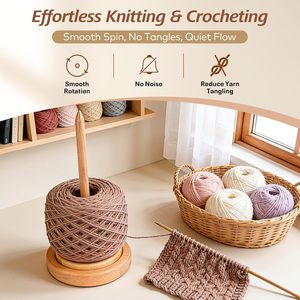 Support à fil en bois pour débutants, facile à installer, avec base stable, alimentation en fil fluide, idéal pour le crochet et le tricot - Product Image 2