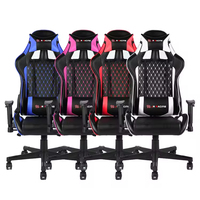 Chaise de jeu ergonomique à dossier haut, style racing moderne, en cuir PU, pivotante et inclinable, avec roulettes en nylon, confortable pour une utilisation prolongée sur PC