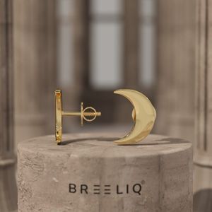 Pendientes de Oro Sólido de 14K con Forma de Media Luna para Mujer, Joyería Celestial Minimalista, Pendientes Delicados de Luna de 9MM, Regalo Único - Product Image 2