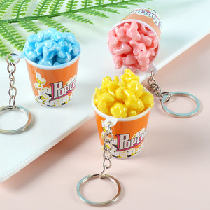 Porte-clés en PVC en forme de pop-corn réaliste, breloques créatives pour sacs de téléphone portable, petits objets, jouets d'imitation - Product Image 1
