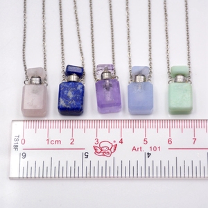 Trendy Natural Crystal Quartz Perfume Vials Mini Dropper Bottle Pendant Necklace Gold Plated <strong>Stainless</strong> <strong>Steel</strong> <strong>Jewellery</strong> for Gift - Product Image 3