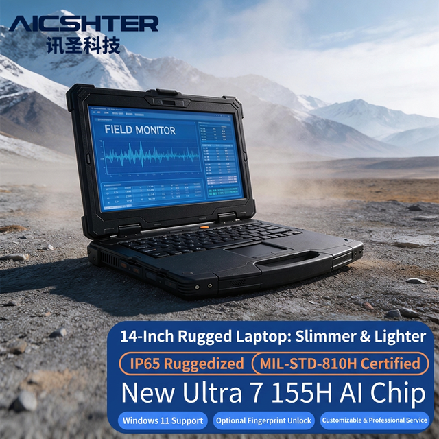 AICSHTER AIC-K140-H 14" Black Fully Rugged Laptop Customizable AI Graphics Mobile Workstation Ultra5-125H RTX-4060-8G