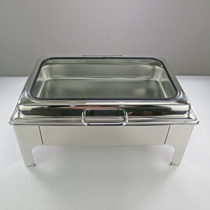 Grande Tampa De Vidro Buffet Fogão Altura Pés De Aço Inoxidável Chafing Dish Retangular Food Warmer para Catering - Product Image 5