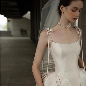 Halter Satin Wedding Dress Ball Gown Natural Waist Vintage Style <b>Floor</b> Length Trailing - Product Image 2