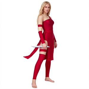 Costume de Cosplay Elektra, robe rouge, combinaison complète avec épée pour femmes, tenue d'halloween pour jeu de rôle Anime - Product Image 1