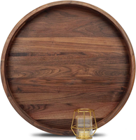 Plateau en bois uni, grande assiette en bois pour aliments, plateau de service rond en noyer, plateau de service en bois de qualité supérieure, diamètre 20 ou 25 pouces