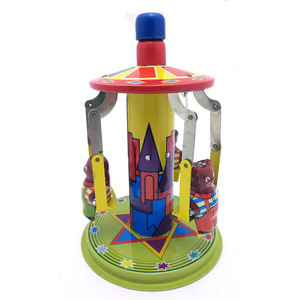 Carrusel Retro de Cuerda, Juguete Clásico de Metal, Regalo para Fiestas Infantiles, Oso Giratorio con Resorte de Metal Verde, Recuerdo Nostálgico de la Infancia - Product Image 2