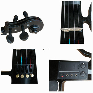Violín Eléctrico en Oferta, Color Negro y Blanco, Violín Eléctrico Sólido 4/4 - Product Image 4