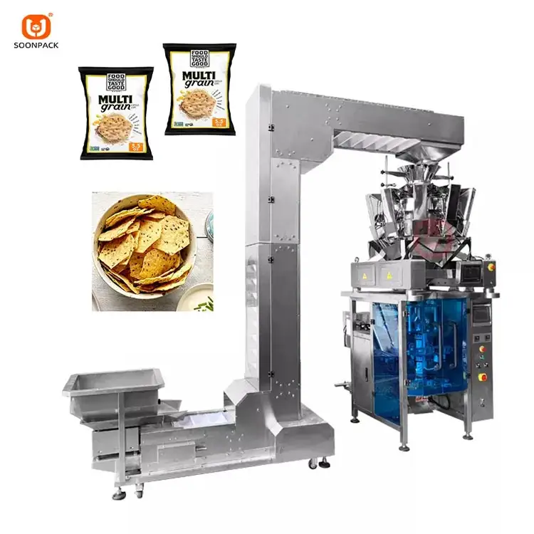 Automatic sachet puffed snacks granule packing packaging machine tortilla chips/potato chips nitrogen filling machine