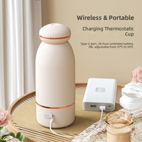 Chauffe-lait portable sans fil 500 ml avec batterie/USB, 100 W, en acier inoxydable 316, thermos à température constante automatique pour bébé