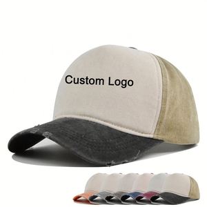 Casquette de baseball vintage délavée à visière souple, logo personnalisé, bord incurvé, chapeau unisexe tendance - Product Image 1