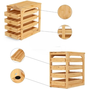4 Tier <b>Kitchen</b> <b>Storage</b> Rack Bamboo Spice Racks Drawer Bamboo Spice Rack Organizer for Countertop - Product Image 4